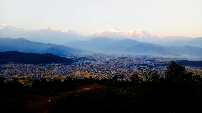 pokhara mountain fishtail phewa asia landscape scenery 2k 4k