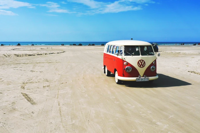 Camper Van on Beach travel car cars vans volkswagen vW 2k 4k