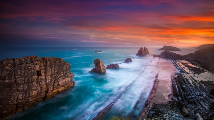 shore europe cantabria spain playa de la arnia beach 2k 4k