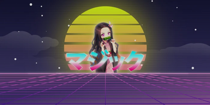 anime Kimetsu no Yaiba vaporwave girls 2k 4k
