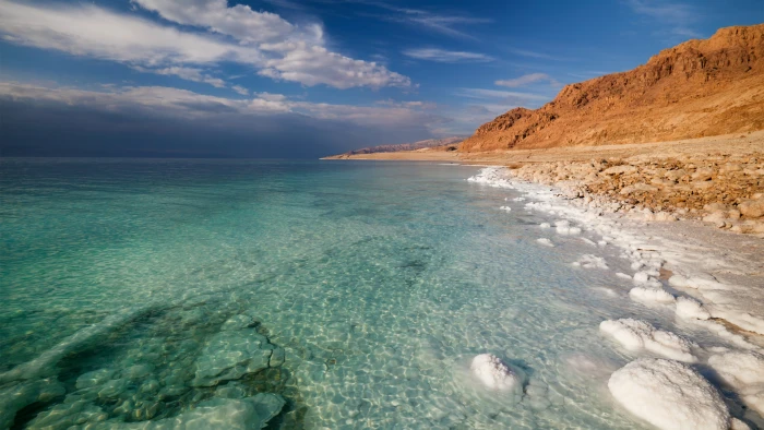 dead sea coast salt jordan shore asia beach 2k 4k