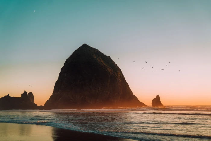Earth Rock Beach Cannon Haystack Oregon 2k 4k