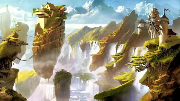 fantasy art artwork fan landscape nature water river 2k 4k