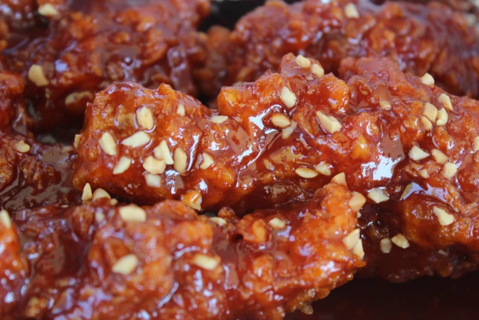fried dish spicy chicken che mack korean food and drink 2k