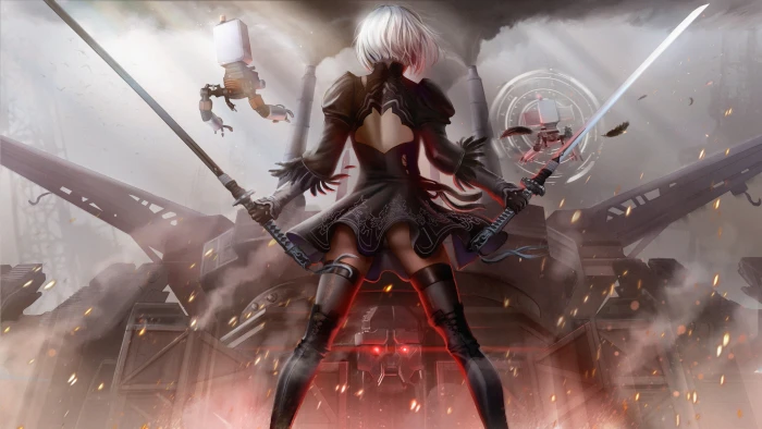 girl the game back art cyborg nier NieR Automata YoRHa No 2 Type B 2k