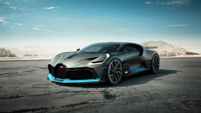 gray and blue Bugatti Chiron Divo car road supercars 2k 4k