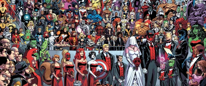 Marvel character lot wallpaper Comics Deadpool marriage 2k