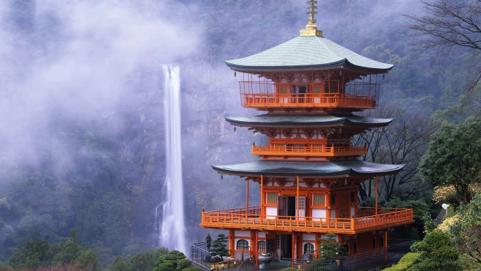 nachi falls unesco world heritage japan temple kumano taisha 2k 4k