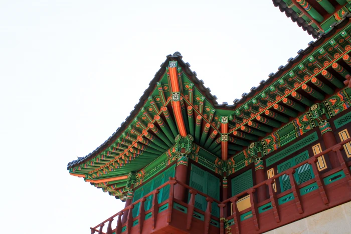 photo of green and red temple castle korean traditional wall 2k 4k