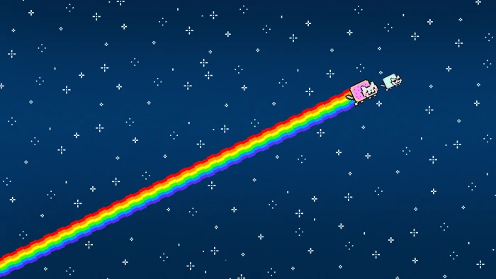 rainbow wallpaper Nyan Cat simple background minimalism 2k 4k