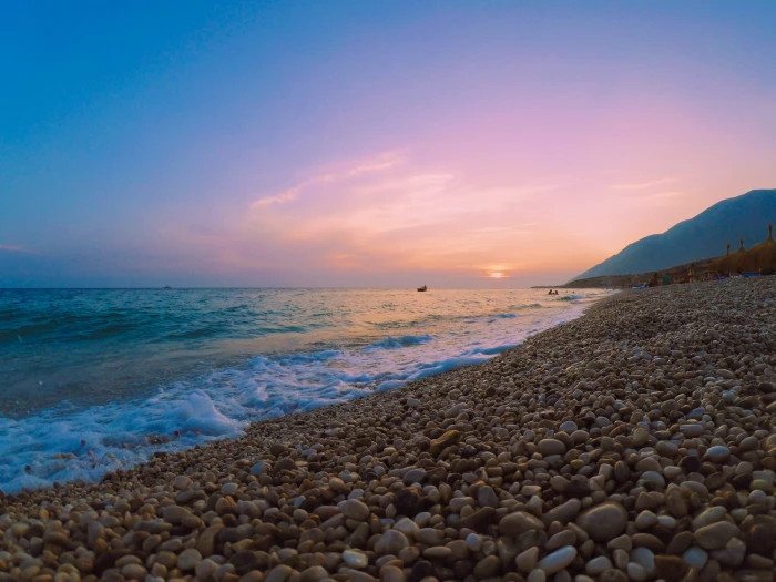 albania drymades beach ocean sea dhermi water sky land 2k 4k 5k