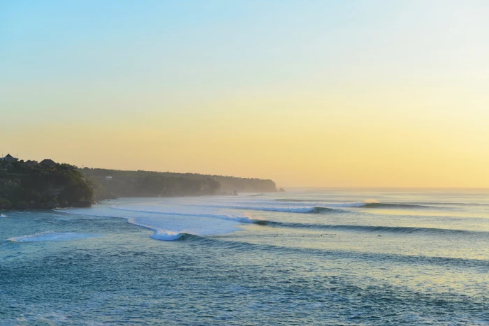 bali surf indonesia ocean sunrise seascape wave sunset 2k 4k 5k