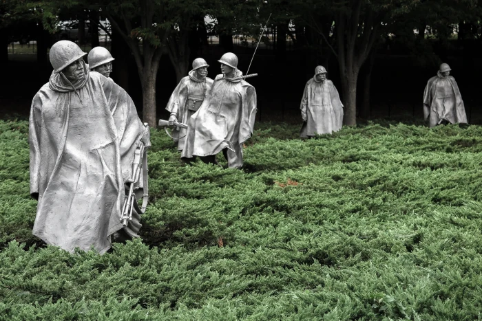 Korean War Memorial National Mall Washington DC statues of soldiers walking 2k