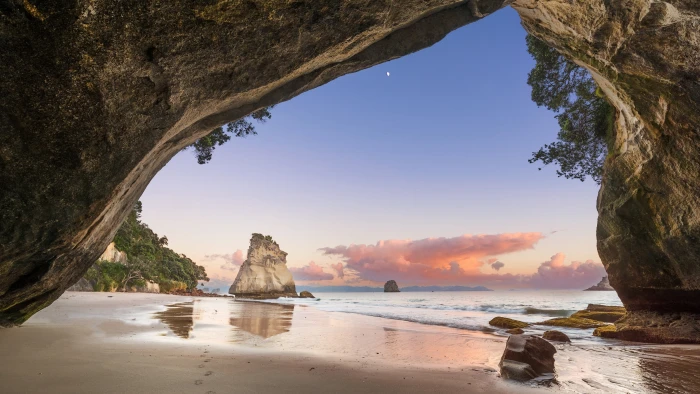 natural arch body of water rock formation coast sea cave 2k 4k