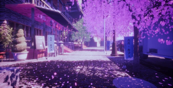 anime Japan landscape Sakura blossom 2k 4k