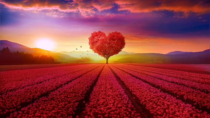 Heart HD tree Landscape 2k 4k