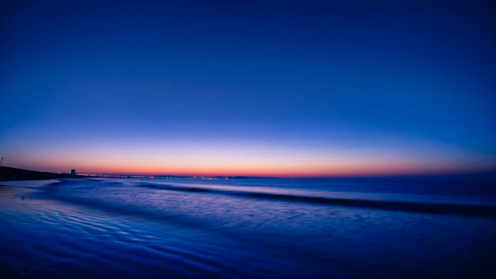 landscape photo of blue sea during sunset Morning Dawn Magic hour 2k 4k 5k