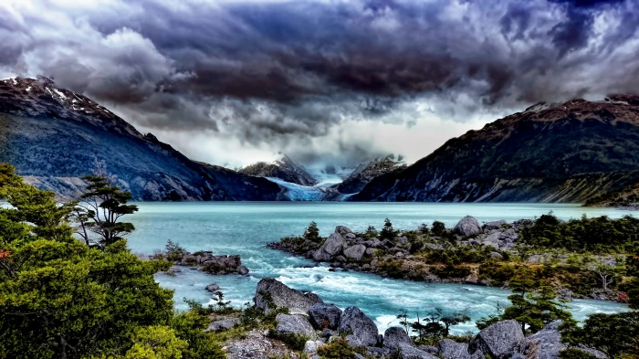 landscape photography of weather change lago Leones patagonia 2k 4k