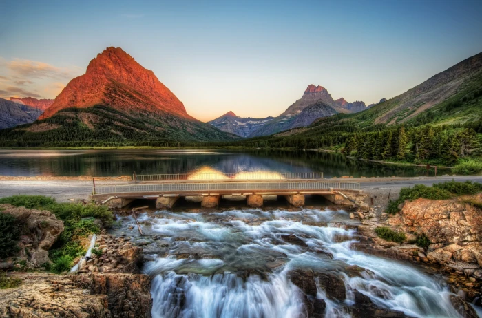 mountain near body of water during daytime Edge Glacier National Park 2k 4k