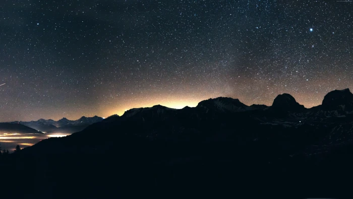 mountains night sky 2k 4k 5k
