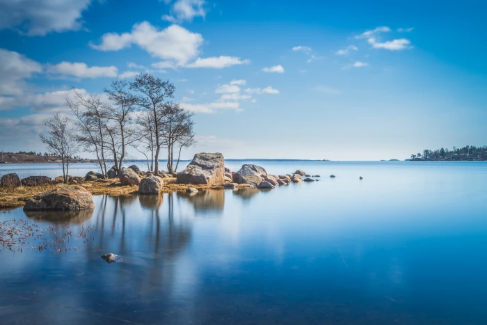 panoramic photography of calm water Spring kotka finland sea 2k 4k 5k