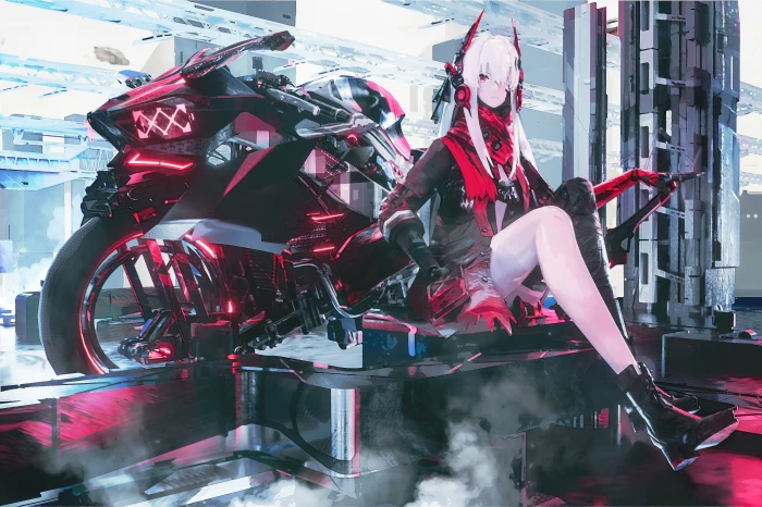 Seymour science fiction anime girls motobike Punishing Gray Raven 2k 4k