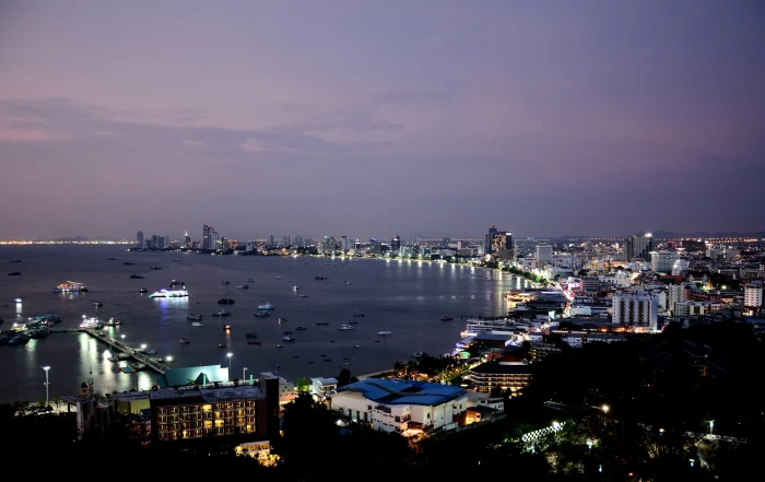 thailand pattaya city skyline beach at night building exterior 2k 4k 5k