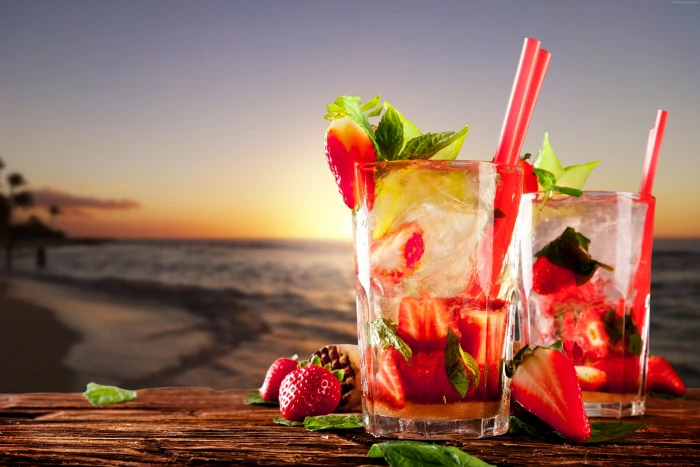 tropical cocktails mint fruit beach ice strawberries 2k 4k 5k
