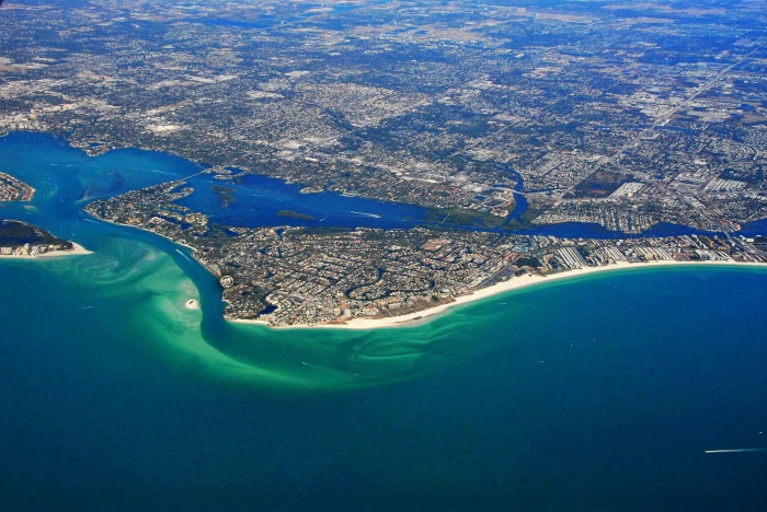 aerial photography of body water and islands siesta key 2k 4k