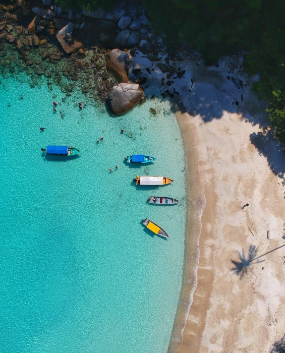 aerial view photography of boats on seashore 2k