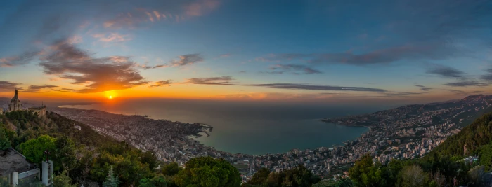 areal photography of city during golden hour jounieh 2k 4k 5k 8k