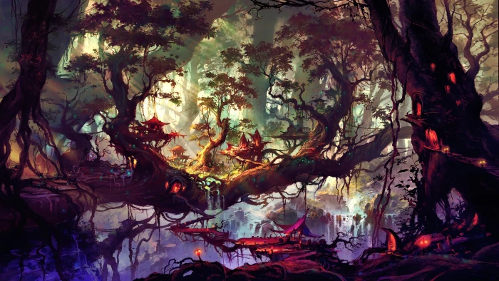 fantasy art fan artwork trees plants landscape nature 2k 4k