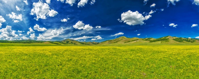 green grass in front of mountain hills under white clouds and blue sky during daytime 2k 4k 5k