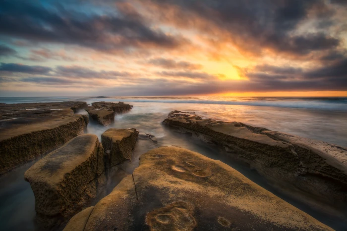 photo of islands during sunset Carved Rocks La Jolla coast 2k 4k 5k