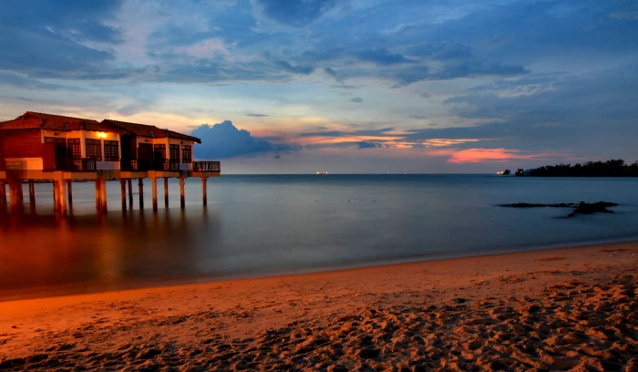 silhouette photography of beach under blue sky port dickson 2k 4k 5k