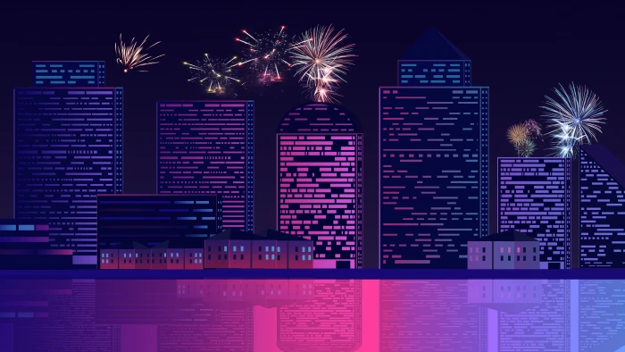 skyscraper retro art retrowave new year wave 2k 4k 5k 8k