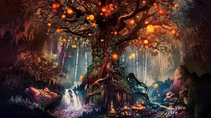 tree wallpaper fantasy art artwork fan trees nature 2k 4k