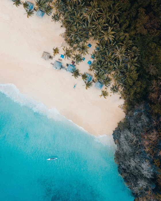 aerial photograph of cottage near shoreline nature water beach 2k