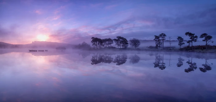 lake near trees during golden hour Knapp Scotland Renfrewshire 2k 4k 5k 8k 10k