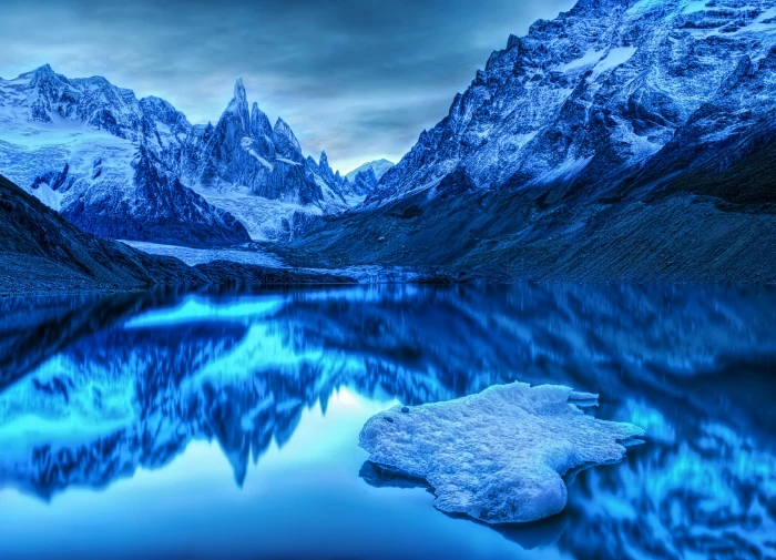 snow covered mountains in HDR photography end of the world adventure 2k 4k 5k
