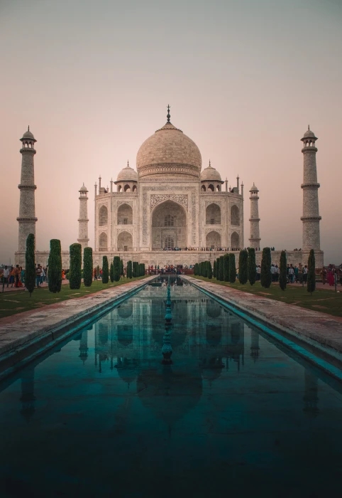Taj Mahal India travel destinations architecture water reflection 2k 4k