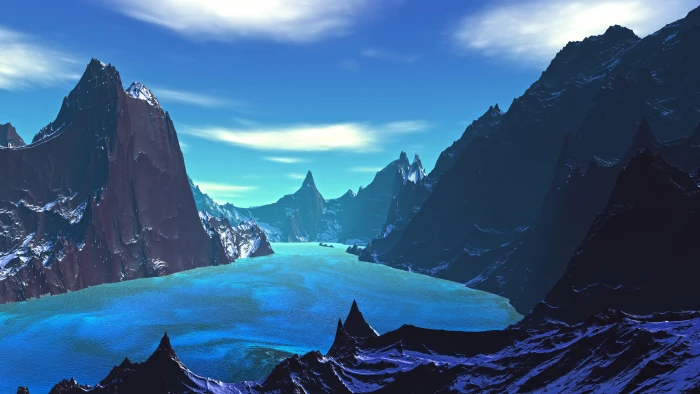 digital art fantasy landscape surface planet blue 2k 4k 5k 8k