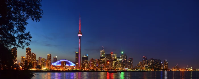 landscape photography of city town near body water during night time toronto 2k 4k 5k 8k 10k