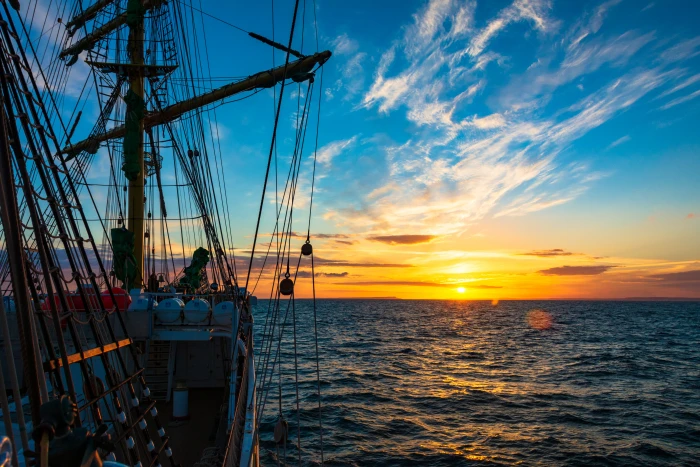 ocean sea sunset sailing tallship engineering nature 2k 4k 5k