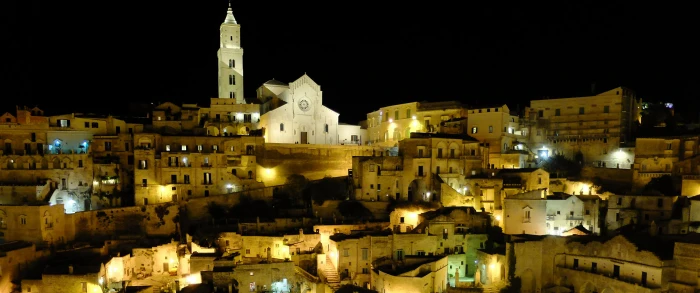 Matera at night Italy dual monitor widescreen wide screen multiple 2k 4k