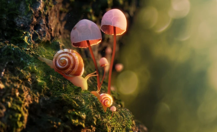 Animal Snail Macro Moss Mushroom 2k