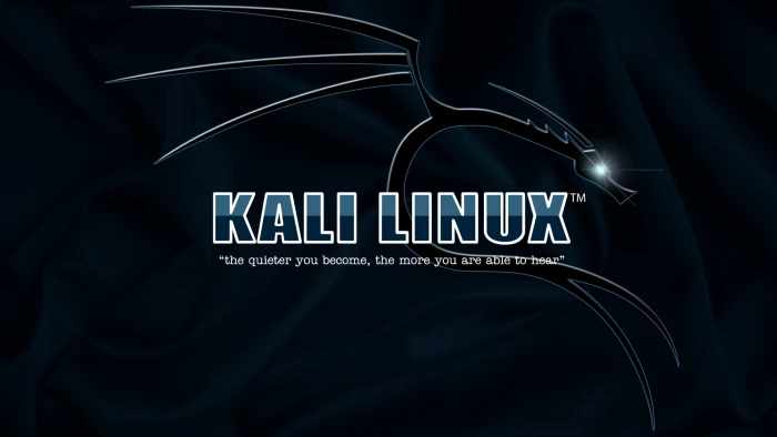 Kali Linux text studio shot western script black background 2k