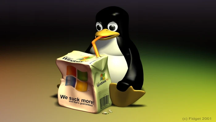 Linux logo Microsoft Windows representation no people studio shot 2k