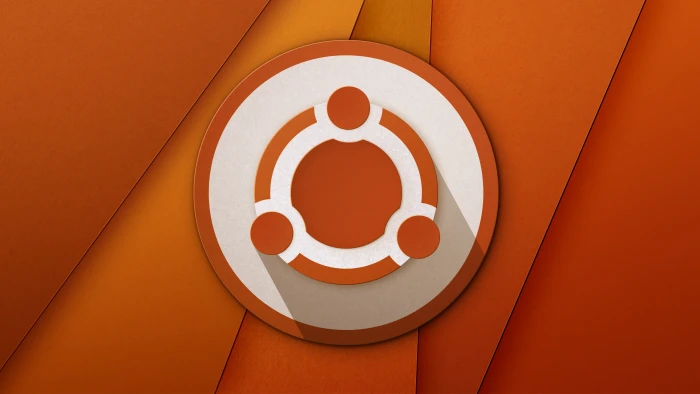 round orange logo material style fictional colorful Ubuntu 2k 4k