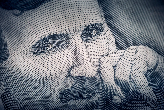sketch of man nikola tesla obverse serbian dinar banknote 2k 4k 5k